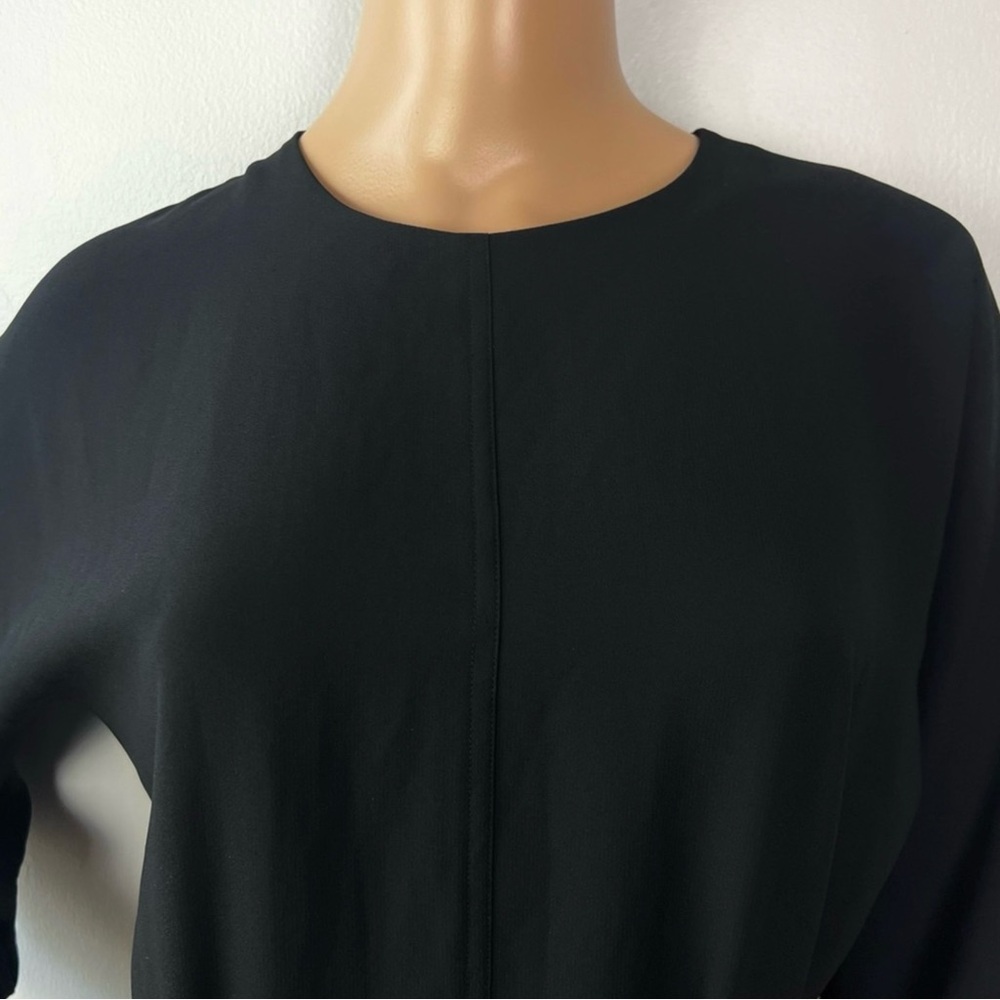 VINCE BLACK LONG SLEEVE BUTTON-BACK MIDI DRESS - Picture 3 of 11